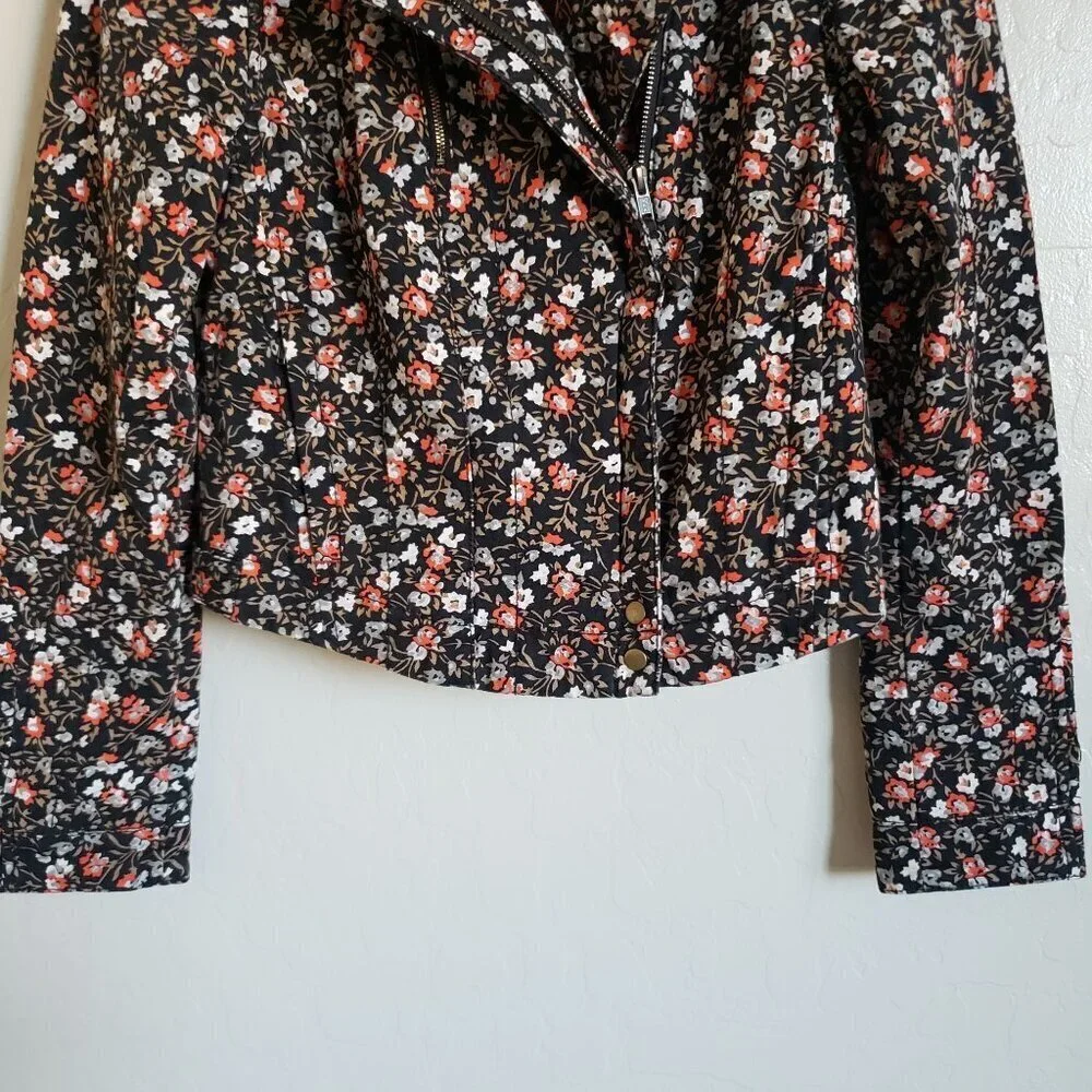 Anthropologie Hei Hei Tinsley Floral Moto Zip Jacket Black Sz 4 Dark Cottagecore